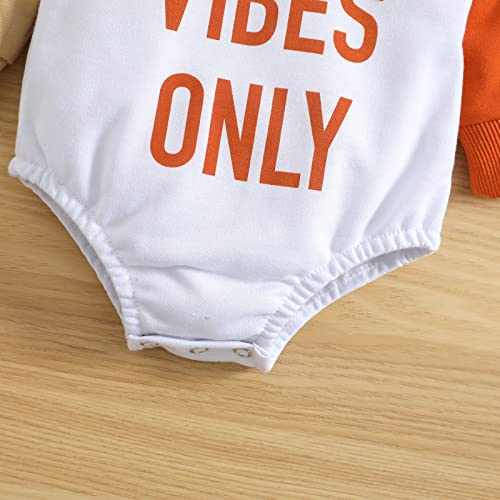 stylesilove Unisex Baby Boys Girls Good Vibes Only Long Sleeve Cotton White Sweatshirt Romper Toddler Letter Print Jumpsuit
