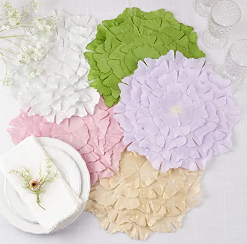 Fennco Styles Unique Ginkgo Leaf Placemats 14 Inches Round, Set of 4 – Green Modern Traycloth Table Mats for Home, Dining Room Décor, Banquets, Indoor & Outdoor and Special Events