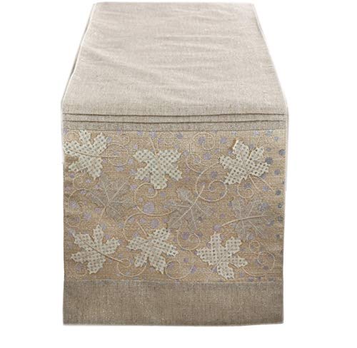 Fennco Styles Applique Maple Leaves Table Runner - Natural - 13"x72" Rectangular