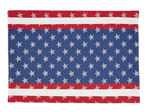 Fennco Styles Stripe Star Americana Cotton Table Runner 16" W x 72" L - Multicolored American Flag Inspired Table Cover for Home Décor, Dinner Parties, National Holidays