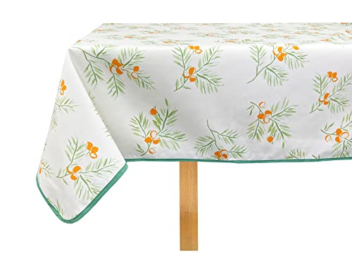 Fennco Styles Garden Floral Print Tablecloth 55" W x 55" L - Yellow Flowers Wrinkle-Free Washable Table Cover for Everyday Use, Banquets, Holidays, Indoor Outdoor Events and Special Occasions