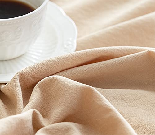 Fennco Styles Natural & Green Double Layer Cotton Tablecloth 60" W X 72" L - Two-Tone Rectangle Table Cover for Everyday Use, Banquets, Family Gathering and Special Events