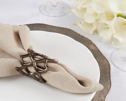 Fennco Styles Elegant Scallop Coral Metal Napkin Rings, Set of 4 - Silver Aluminum Napkin Holders for Dining Table, Home, Banquets, Holidays, Family Gatherings and Special Events