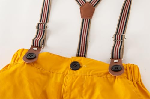 stylesilove Toddler Boys Classic Button Down Shirt and Shorts, Suspenders, Bowtie 4pcs Gentleman Suit Cotton Overalls Outfit