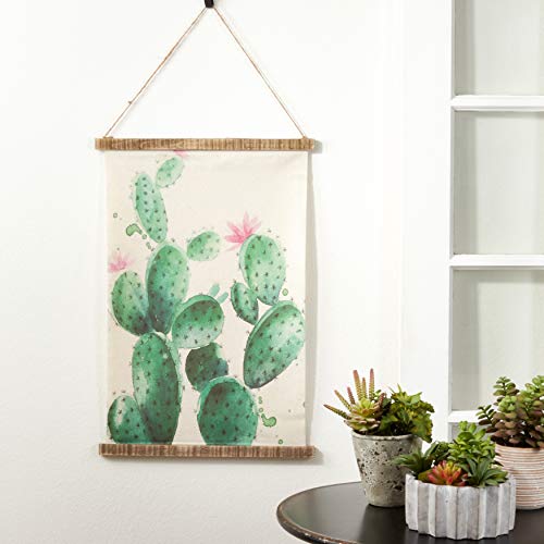 Fennco Styles Cactus Canvas Wall Hanging Art 100% Pure Linen Home Décor Wall Art for Apartments Restaurants Offices Living Room Bedroom Decorations, 19" W x 28" L