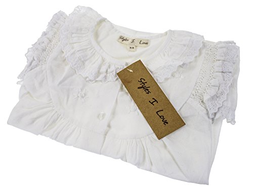 stylesilove Womens Handmade White 100% Pure Cotton Night Dress Sleepwear for Kids and Mother