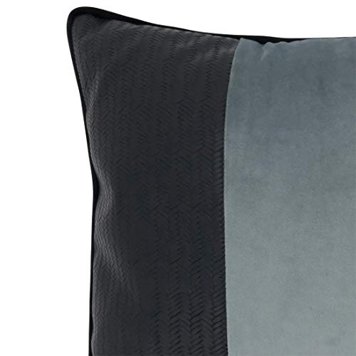 Fennco Styles Texture Color Blocked Two-Tone Velvet Decorative Throw Pillow 18 x 18 Inch - Black Accent Pillow for Home, Couch, Living Room and Office Décor
