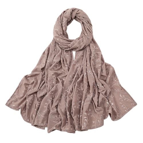 stylesilove Women Shimmering Jacquard Floral Scarf Silver Thread Flower Scarves Ultra Lightweight Soft Shawl Neck Wraps