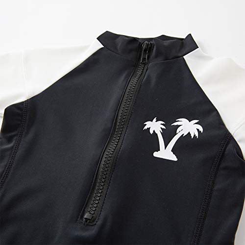 Styles I Love Kid Boys Black Long Sleeve One-Piece Zipper Rash Guard Swimsuit with Swim Hat 2pcs Beach Swimwear