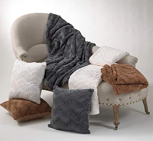 Fennco Styles Plush Design Faux Fur Decorative Throw Pillow 18" W X 18", Filler Included