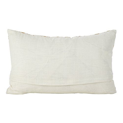 Fennco Styles Distressed Metallic Foil Design Cotton Throw Pillow - Gold Throw Pillow for Couch, Living Room and Bedroom Décor