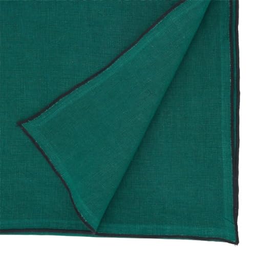 Fennco Styles Stonewashed Stitch Border Table Runner 16" W x 72" L - 100% Linen Solid Color Table Cover for Home, Dining Table Décor, Holidays, Banquets, and Special Occasions