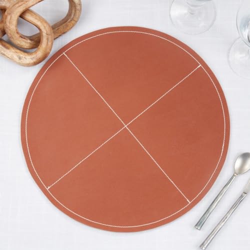 Fennco Styles Faux Leather Luxe Placemat, 15" Round, Set of 4 - Black Modern Table Mats Heat Resistant Insulation for Home, Boho Décor, Dining Table, Banquets, Special Events