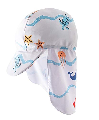 Styles I Love Little Boys Sea Animals Print One-Piece Rash Guard Swimsuit with Sun Hat 2pcs Set Bathing Suit Beach Swimwear
