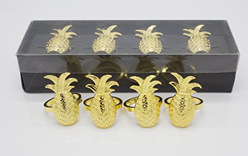 Fennco Styles Stylish Pineapple Metal Napkin Rings - Set of 4