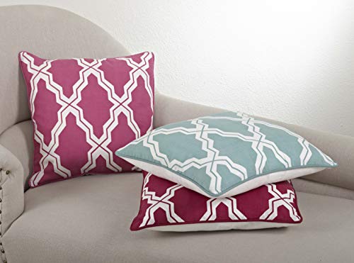 Fennco Styles Yasmina Moroccan Decorative Down Filled Linen Blend Throw Pillow, 18-inch Square