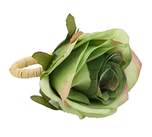 Fennco Styles Handmade Red Rose Flower Napkin Rings, Set of 4 - Floral Design Decorative Napkin Holders for Home, Dining Table, Banquet, Family Gathering, Holiday and Special Occasion