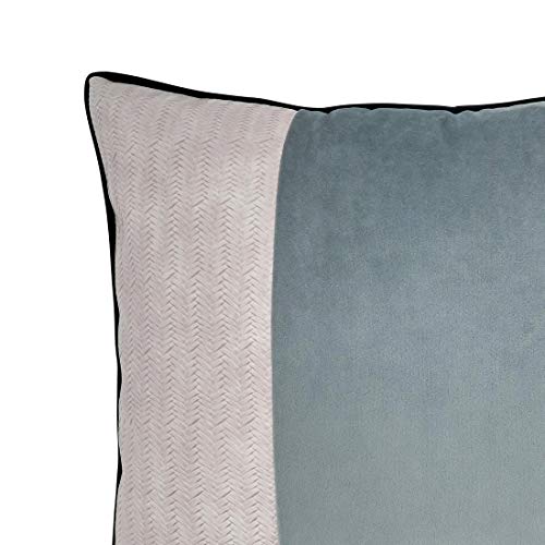 Fennco Styles Texture Color Blocked Two-Tone Velvet Decorative Throw Pillow 18 x 18 Inch - Black Accent Pillow for Home, Couch, Living Room and Office Décor
