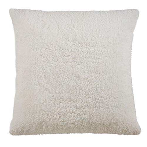 Fennco Styles Holiday Square Sherpa Design Decorative Throw Pillow Cover & Insert 17 x 17 Inch - Red Accent Pillow for Home, Couch, Living Room and Christmas Décor