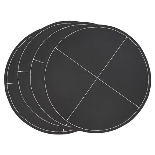 Fennco Styles Faux Leather Luxe Placemat, 15" Round, Set of 4 - Black Modern Table Mats Heat Resistant Insulation for Home, Boho Décor, Dining Table, Banquets, Special Events