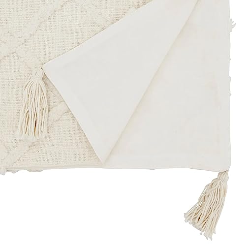 Fennco Styles Modern Diamond Tufted Cotton Table Runner 16" W x 72" L - Grey Geometric Rectangular Table Cover for Boho Décor, Dining Table, Banquets, Family Gathering and Special Events