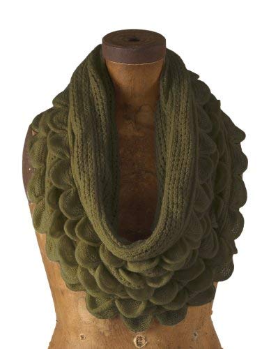 stylesilove Chic Oversized Ruffle Knitted Infinity Scarf Lightweight Cozy Neck Warmer for Women and Girls