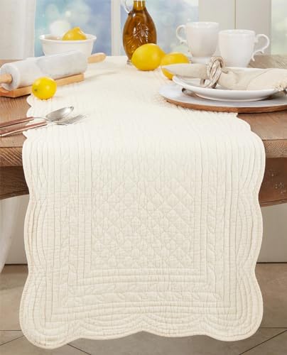 Fennco Styles Quilted Table Runner 16" W x 72" L - 100% Cotton Woven Table Cover for Home Décor, Dining Table, Banquets, Family Gathering,s and Special Events