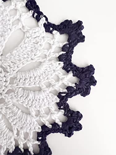 Fennco Styles Handmade Crochet Cotton Whirlwind Two-Tone Doily 6-Inch Round, 2-Piece - Drink Coaster for Everyday Use, Holiday, Farmhouse Décor, Cocktail, Tea Party, Special Occasion