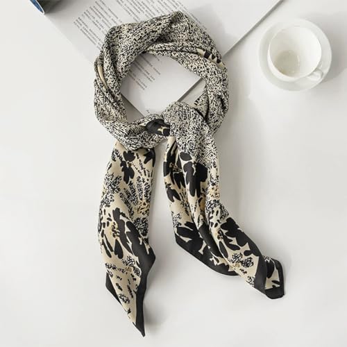 stylesilove Women Floral Print Silk Like Scarf Square Neckerchief Soft Bandana Small Shawl Neck Wraps for All Season