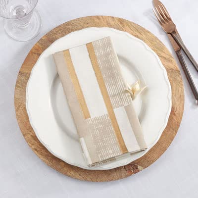 Fennco Styles Geometric Foil Print Cotton Woven Table Runner 16" W x 72" L - Gold Tassel Table Cover for Home Décor, Everyday Use, Banquets, Holidays, Family Gatherings and Special Occasion