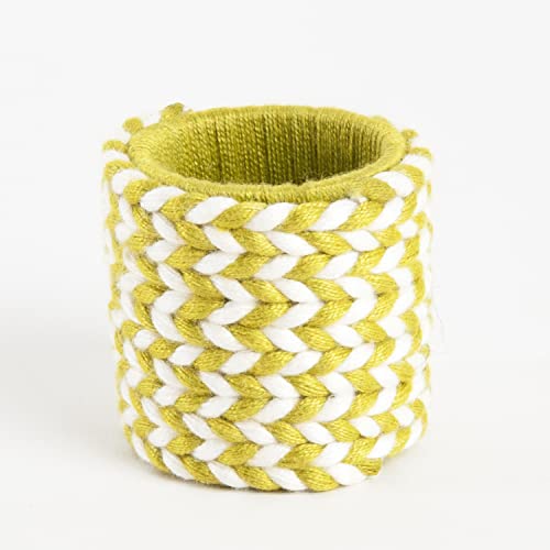 Fennco Styles Two Tone Braid Design Napkin Rings, Set of 4