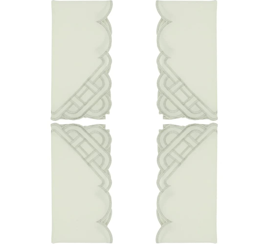 Fennco Styles Braid Emroidered Metallic Border Table Runner 16" W x 54" L - Silver Table Cover for Home Décor, Everyday Use, Christmas, Banquets and Special Events