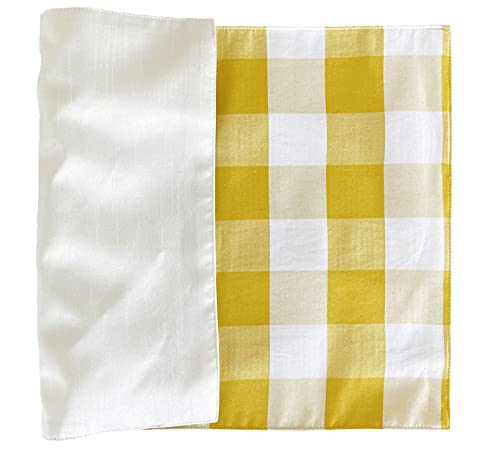 Fennco Styles Classic Buffalo Check Cotton Blend Table Runner 16" W x 36" L - Yellow Holiday Table Cover for Banquets, Christmas, Special Events and Home Décor