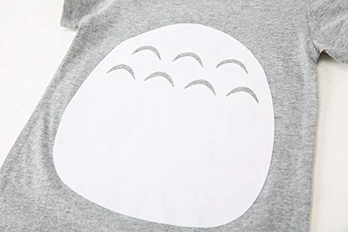 stylesilove Unisex Baby Boys Girls Grey Short Sleeve Cotton Romper with Hat 2pcs Cartoon Summer Outfit
