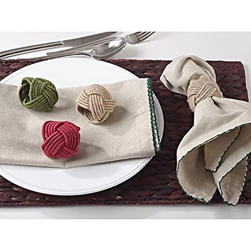 Fennco Styles Classic Braided Jute Napkin Rings, Set of 4 - Ivory Burlap Napkin Holders for Dining Table, Home, Banquets, Holidays, Family Gatherings and Special Events