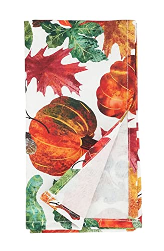 Fennco Styles Pumpkin Foliage Harvest Tablecloth - Multicolor Fall Leaves Table Cover for Thanksgiving, Seasonal Décor, Banquet, Family Gathering and Special Events