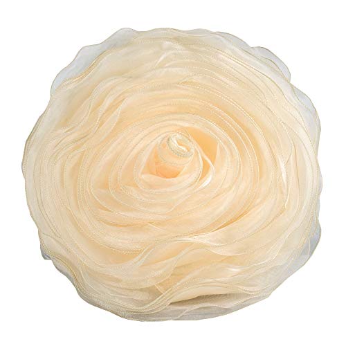 Fennco Styles Home Décor Rose Chiffon Everyday Filled Flower Decorative Throw Pillow, 16-Inch Round, 3 Colors