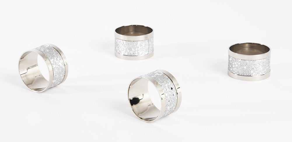 Fennco Styles Mosaic Design Napkin Ring (Sparkling) - Set of 4