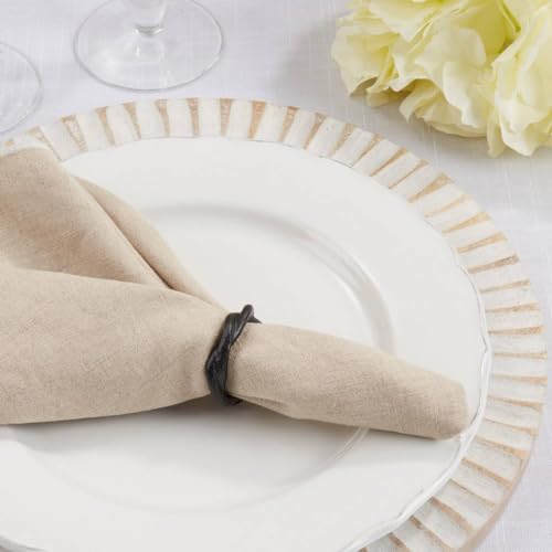 Fennco Styles Twisted Resin Napkin Rings, Set of 4 - Black Modern Design Napkin Holders for Home, Dining Table, Banquets Décor, Weddings and Special Occasions