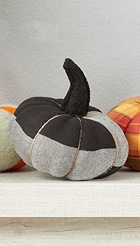 Fennco Styles Handmade Halloween Thanksgiving Fabric Pumpkin Figurine 6" H - Orange Stuffed Pumpkin for Tabletop Centerpieces, Autumn Fall Holidays, Home, Living Room, Office Decorations