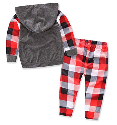stylesilove Toddler Little Boys Plaid Striped Long Sleeve Hoodie and Pants 2pcs Patterned Cotton Outfit