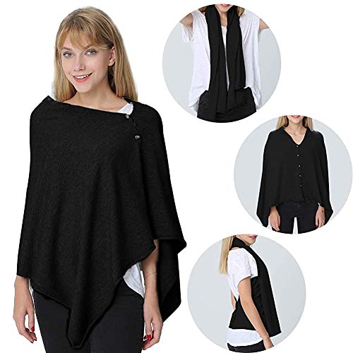 stylesilove Multi-Use Knit Nursing Shawl Poncho Adjustable Buttons for Breastfeeding Protection Nursing Cover Infinity Scarf