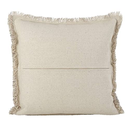 Fennco Styles Diamond Design Fringed Cotton Down Filled Decorative Throw Pillow 20" W x 20" L - Geometric Cushion for Home, Couch, Living Room, Bedroom and Office Décor