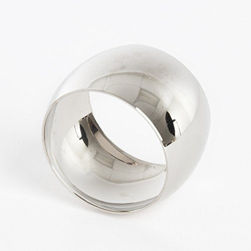 Fennco Styles Silver Round Shape Metal Napkin Rings, Set of 4 - Brass Napkin Holders for Family Dinners, Banquets, Holidays, and Table Décor
