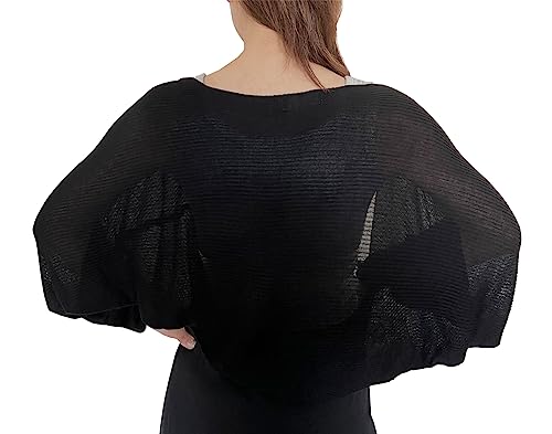 stylesilove Women Lightweight Ribbed Knit Bolero Shrug Long Sleeve Solid Cardigan Soft Sweater Open Front Cape Shawl