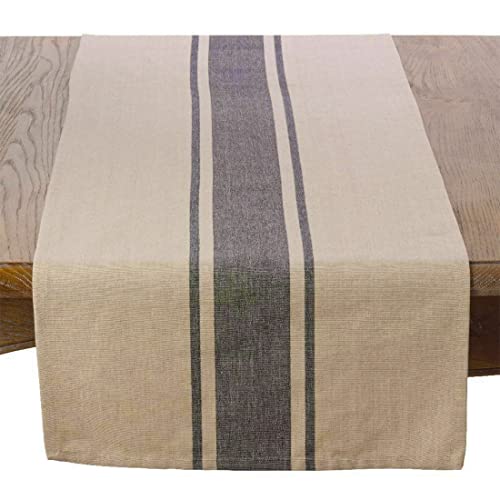 Fennco Styles Aulaire Banded Design 100% Cotton Table Runner 16" W x 72" L - Striped Table Cover for Home, Dining Room Decor, Banquets, Family Gathering and Special Occasion