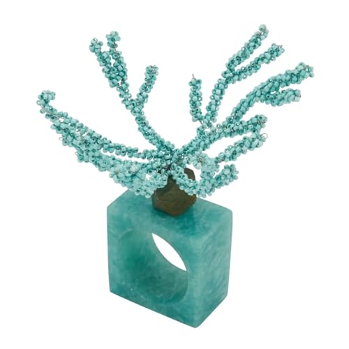 Fennco Styles Coral Beaded Resin Napkin Rings, Set of 4