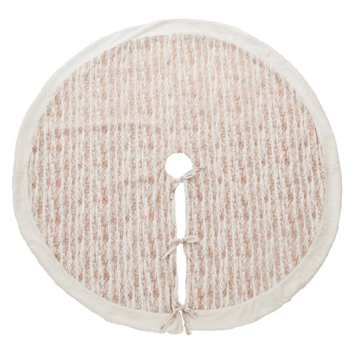 Fennco Styles Foil Print Faux Fur Christmas Tree Skirt 60" Round - Gold Metallic Elegant Tree Skirt for Home, Winter Holidays Decor, Indoor, and Special Occasions