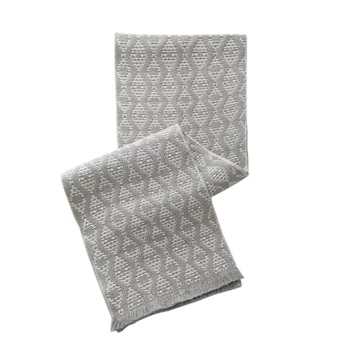 Fennco Styles Modern Diamond Woven Table Runner 14" W x 72" L - Ivory Geometric Fringe Table Mats for Dining Room, Banquets, Family Gatherings, and Holidays