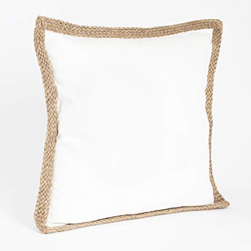 Fennco Styles 20" Jute Braided Cotton Throw Pillow, Down Filler Included - Accent Pillow for Home, Couch, Living Room, Bedroom and Office Décor